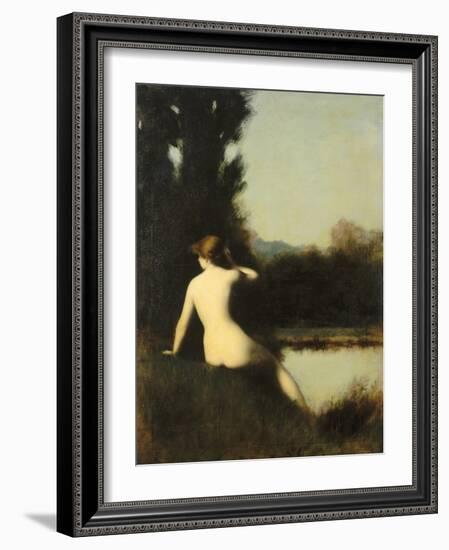 Nymph Sitting on the Edge of Water, Called the Source-Jean Jacques Henner-Framed Giclee Print