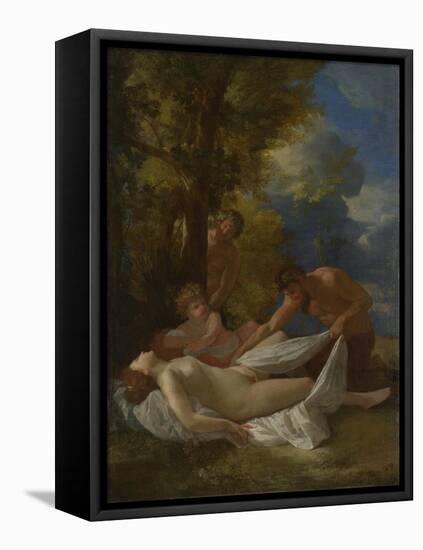 Nymph with Satyrs, Ca 1627-Nicolas Poussin-Framed Premier Image Canvas