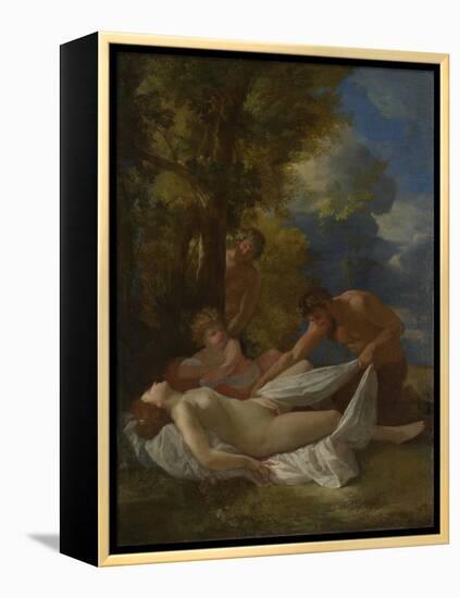 Nymph with Satyrs, Ca 1627-Nicolas Poussin-Framed Premier Image Canvas