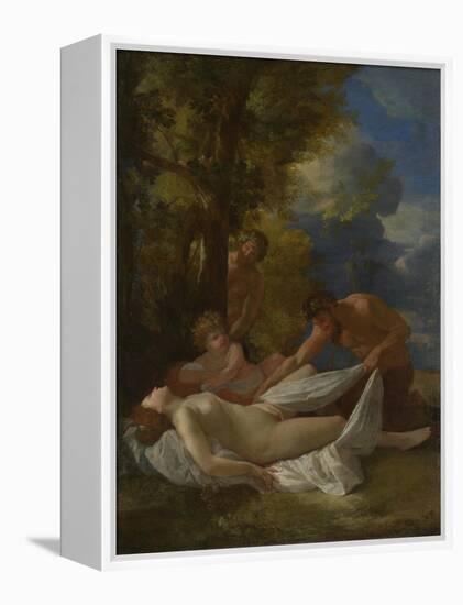 Nymph with Satyrs, Ca 1627-Nicolas Poussin-Framed Premier Image Canvas