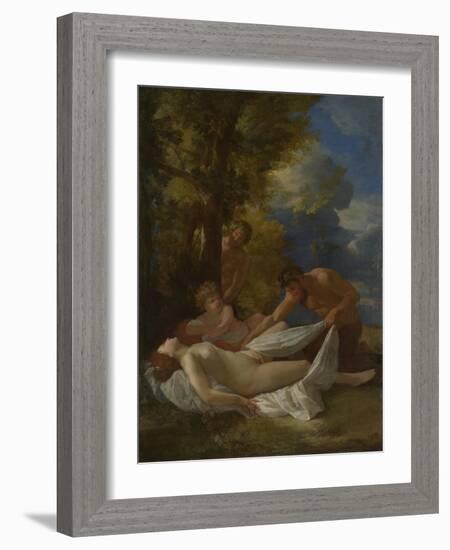 Nymph with Satyrs, Ca 1627-Nicolas Poussin-Framed Giclee Print