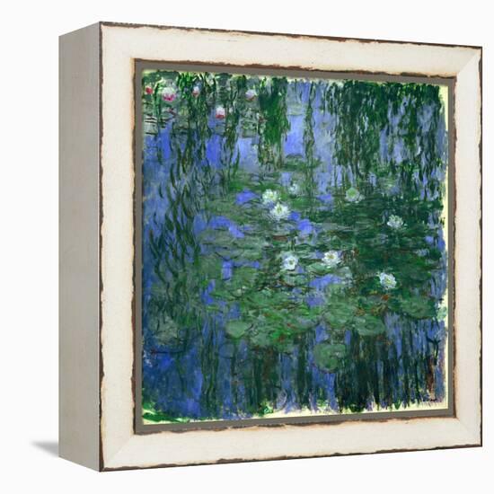 Nympheas bleus (Blue water-lilies). Oil on canvas (1916-1919) 200 x 200 cm R. F. 1981-40.-Claude Monet-Framed Premier Image Canvas