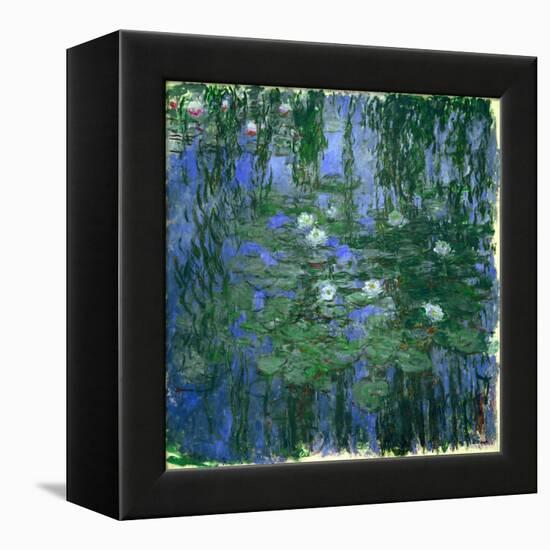 Nympheas bleus (Blue water-lilies). Oil on canvas (1916-1919) 200 x 200 cm R. F. 1981-40.-Claude Monet-Framed Premier Image Canvas