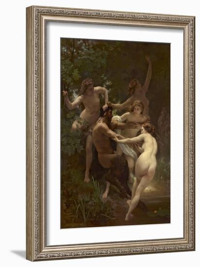 Nymphs and Satyr, 1873 (Oil on Canvas)-William-Adolphe Bouguereau-Framed Giclee Print