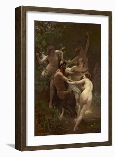 Nymphs and Satyr, 1873 (Oil on Canvas)-William-Adolphe Bouguereau-Framed Giclee Print