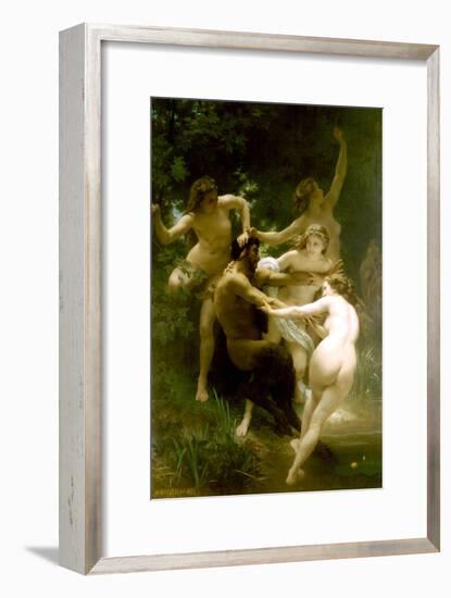 Nymphs and Satyr-William Adolphe Bouguereau-Framed Art Print