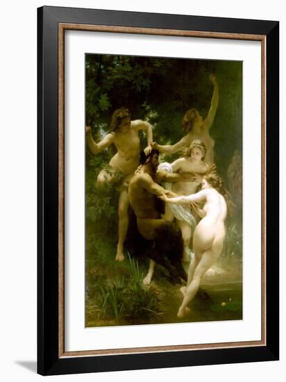 Nymphs and Satyr-William Adolphe Bouguereau-Framed Art Print