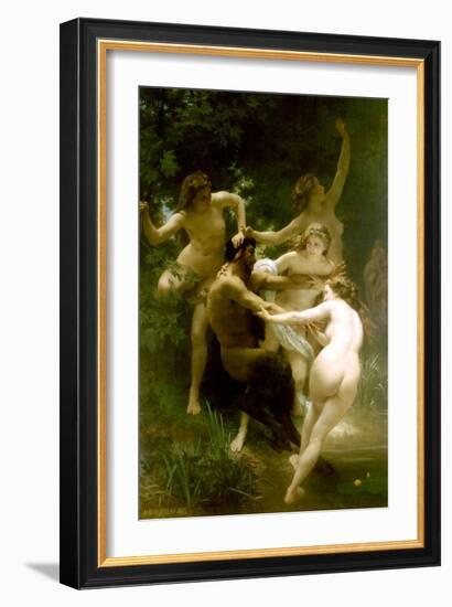 Nymphs and Satyr-William Adolphe Bouguereau-Framed Art Print