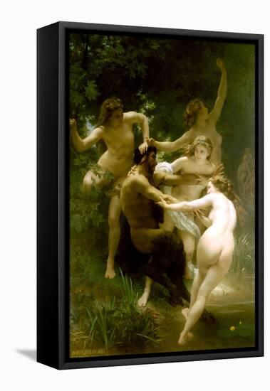 Nymphs and Satyr-William Adolphe Bouguereau-Framed Stretched Canvas