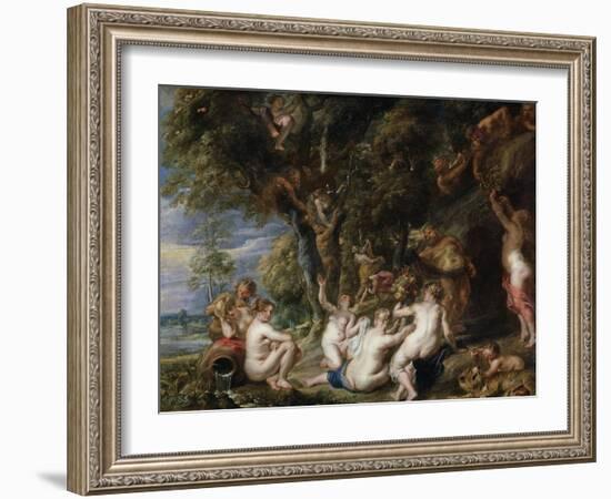 Nymphs and Satyrs, C. 1615-Peter Paul Rubens-Framed Giclee Print