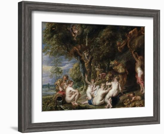 Nymphs and Satyrs, C. 1615-Peter Paul Rubens-Framed Giclee Print