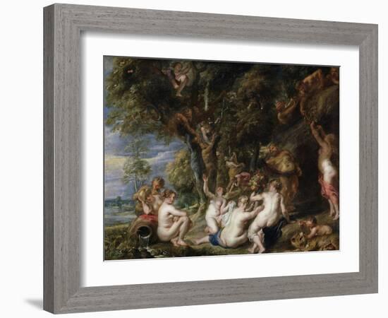 Nymphs and Satyrs, C. 1615-Peter Paul Rubens-Framed Giclee Print