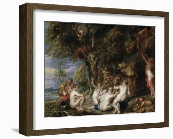 Nymphs and Satyrs, C. 1615-Peter Paul Rubens-Framed Giclee Print