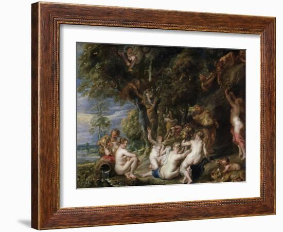 Nymphs and Satyrs, C. 1615-Peter Paul Rubens-Framed Giclee Print