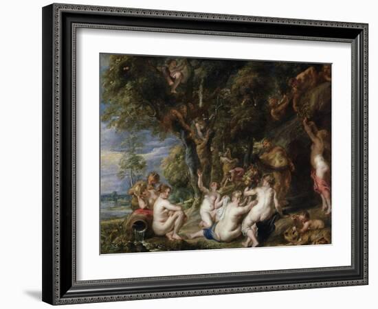 Nymphs and Satyrs, C. 1615-Peter Paul Rubens-Framed Giclee Print