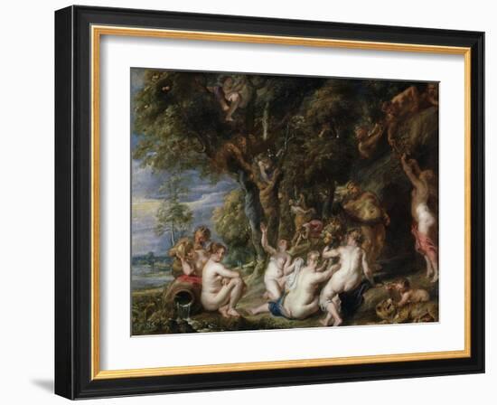 Nymphs and Satyrs, C. 1615-Peter Paul Rubens-Framed Giclee Print