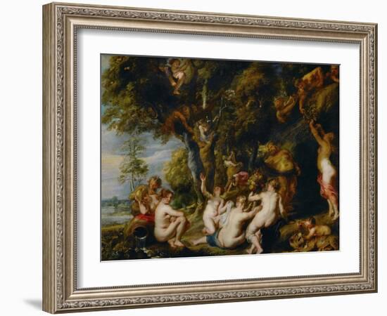 Nymphs and Satyrs-Peter Paul Rubens-Framed Giclee Print