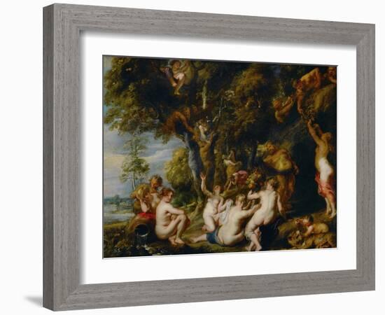 Nymphs and Satyrs-Peter Paul Rubens-Framed Giclee Print