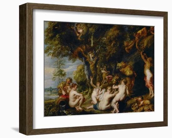 Nymphs and Satyrs-Peter Paul Rubens-Framed Giclee Print