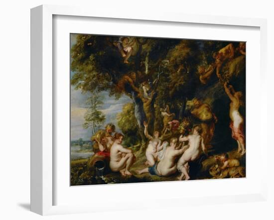 Nymphs and Satyrs-Peter Paul Rubens-Framed Giclee Print