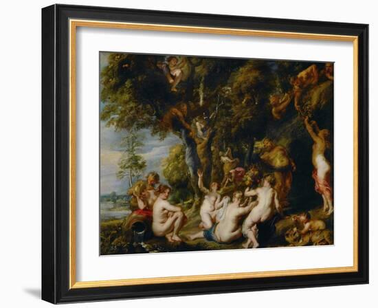 Nymphs and Satyrs-Peter Paul Rubens-Framed Giclee Print