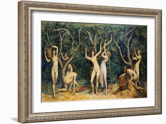 Nymphs Collecting Apples, (Oil on Canvas)-Randolph Schwabe-Framed Giclee Print