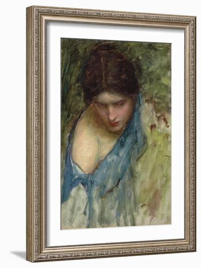 Nymphs Finding the Head of Orpheus: a Sketch of the Nymph at the Left-John William Waterhouse-Framed Giclee Print