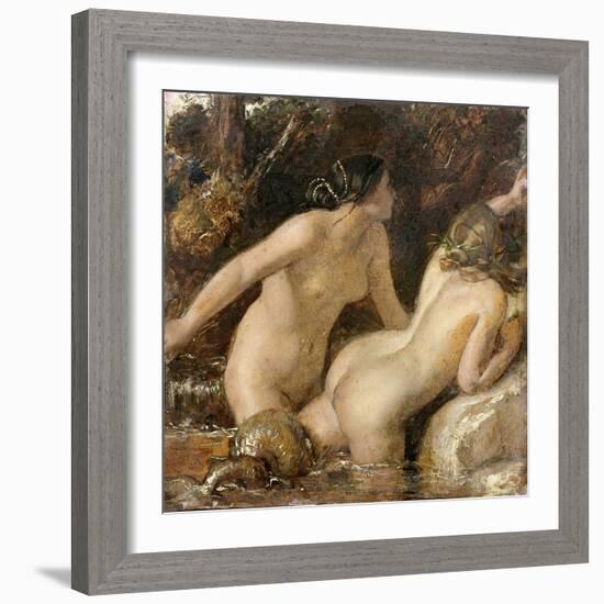 Nymphs with a Sea Monster (Oil on Paper)-William Etty-Framed Giclee Print