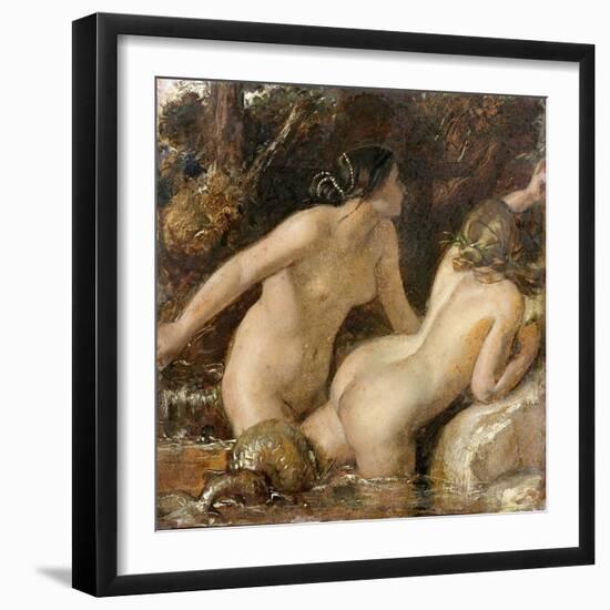 Nymphs with a Sea Monster (Oil on Paper)-William Etty-Framed Giclee Print