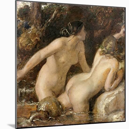 Nymphs with a Sea Monster (Oil on Paper)-William Etty-Mounted Giclee Print