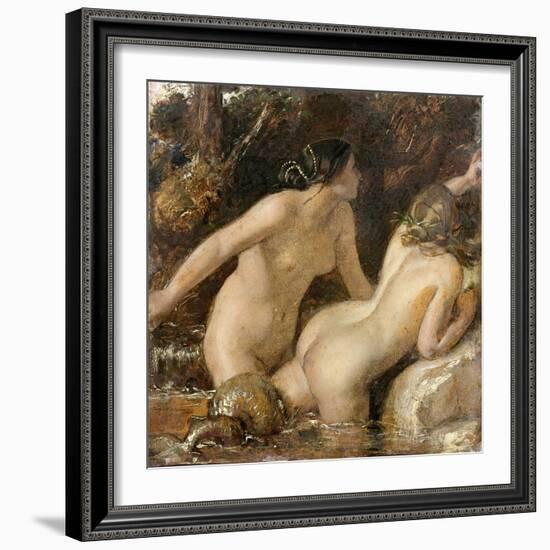 Nymphs with a Sea Monster (Oil on Paper)-William Etty-Framed Giclee Print