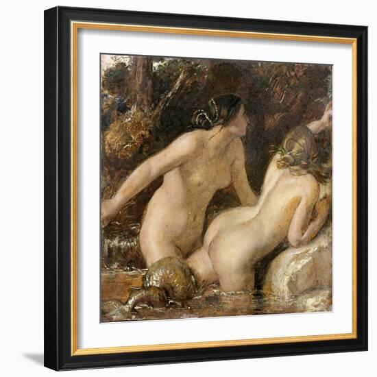 Nymphs with a Sea Monster (Oil on Paper)-William Etty-Framed Giclee Print
