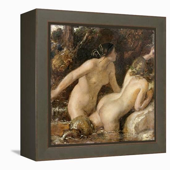 Nymphs with a Sea Monster (Oil on Paper)-William Etty-Framed Premier Image Canvas