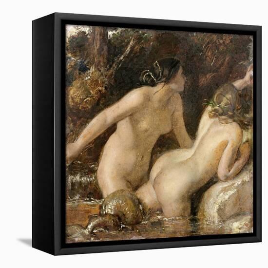 Nymphs with a Sea Monster (Oil on Paper)-William Etty-Framed Premier Image Canvas