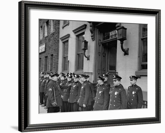 NYPD Policemen of the 25th Precinct Preparing to Go Out on Patrol-Carl Mydans-Framed Premium Photographic Print