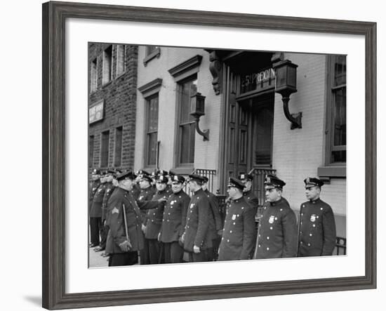 NYPD Policemen of the 25th Precinct Preparing to Go Out on Patrol-Carl Mydans-Framed Premium Photographic Print