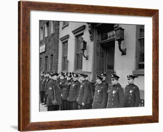 NYPD Policemen of the 25th Precinct Preparing to Go Out on Patrol-Carl Mydans-Framed Premium Photographic Print