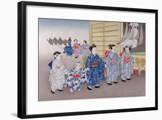 O-Bon Festival from the Series 'Children's Games', 1888-Kobayashi Eitaku-Framed Giclee Print