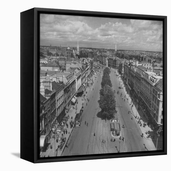 O'Connell St, Lack of Cars Has Made Dublin's Leaves Greener, Horses Have Caused New Influx of Flies-David Scherman-Framed Premier Image Canvas