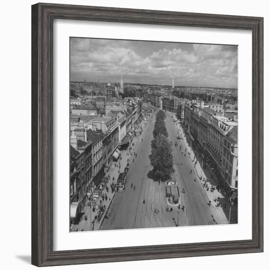 O'Connell St, Lack of Cars Has Made Dublin's Leaves Greener, Horses Have Caused New Influx of Flies-David Scherman-Framed Photographic Print
