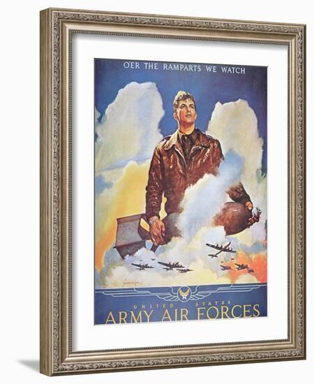 O'Er the Ramparts We Watch', 2nd World War Us Air Force Poster-null-Framed Giclee Print