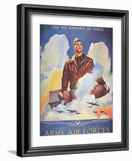 O'Er the Ramparts We Watch', 2nd World War Us Air Force Poster-null-Framed Giclee Print