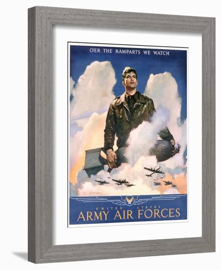 O'Er the Ramparts We Watch Recruitment Poster-Jes Schlaikjer-Framed Giclee Print