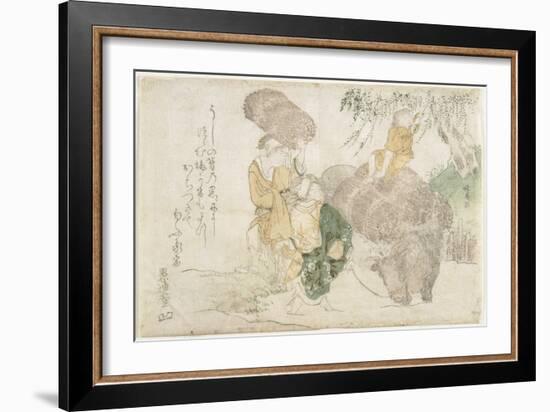 O Hara Wood Sellers and a Child on a Cow-Teisai Hokuba-Framed Giclee Print