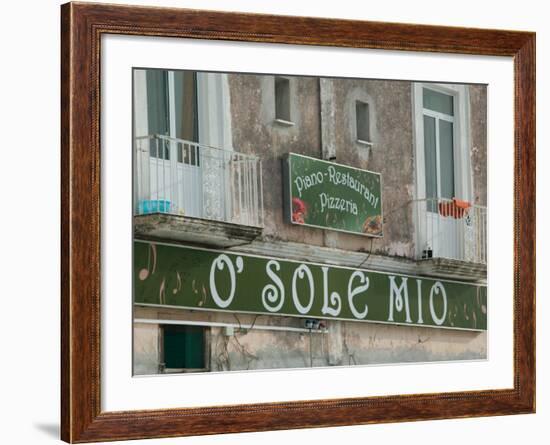 O'Sole Mio Pizzeria Sign, Ischia, Bay of Naples, Campania, Italy-Walter Bibikow-Framed Photographic Print