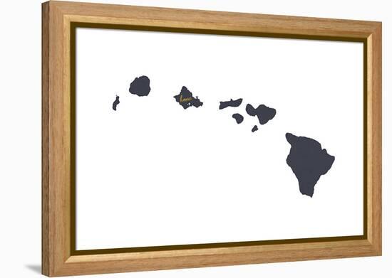 Oahu, Hawaii - Home State - Gray on White-Lantern Press-Framed Stretched Canvas