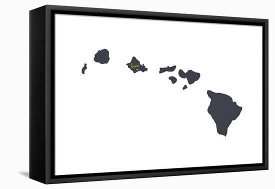 Oahu, Hawaii - Home State - Gray on White-Lantern Press-Framed Stretched Canvas