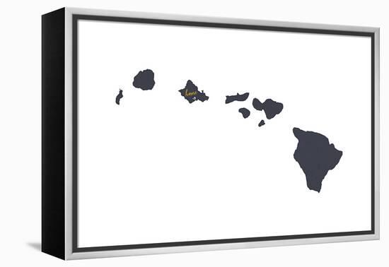 Oahu, Hawaii - Home State - Gray on White-Lantern Press-Framed Stretched Canvas