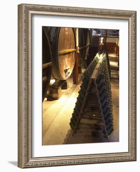 Oak Aging Vats and Pupitres for Fermenting Sparkling Wine, Bodega Pisano Winery, Progreso, Uruguay-Per Karlsson-Framed Photographic Print