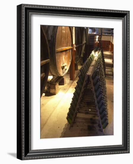 Oak Aging Vats and Pupitres for Fermenting Sparkling Wine, Bodega Pisano Winery, Progreso, Uruguay-Per Karlsson-Framed Photographic Print